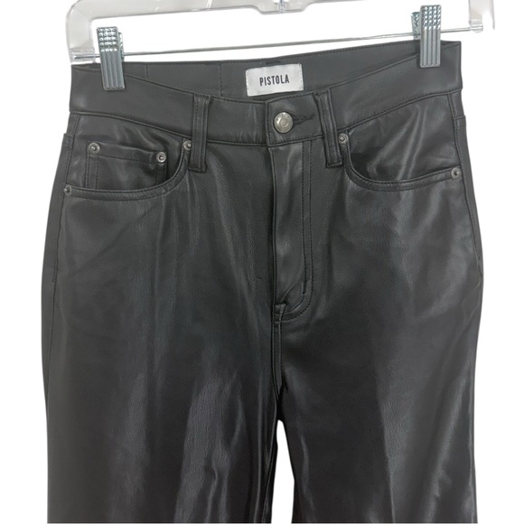 Pistola Black Faux Leather High Rise Ankle Bootcut Pants Size 25 - Picture 7 of 14